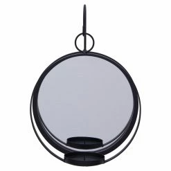 Hot Sale 🔔 Wallchiere Danya B Round Wrought Iron Hanging Rustic Pillar Candle Sconce With Mirror 🔔