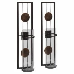 Brand new 🛒 Wallchiere Danya B Metal Medallion Wall Mount Pillar Candle Sconces - Set Of 2 ✔️