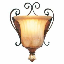 Top 10 🥰 Livex Lighting Flush Mount Livex Villa Verona 8560-63 Wall Sconce - Verona Bronze With Aged Gold Leaf Accents - 7.75W In. 🛒