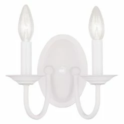 Wholesale ⌛ Livex Lighting Candle Livex Williamsburgh 4152-03 2-Light Wall Sconce In White 🌟