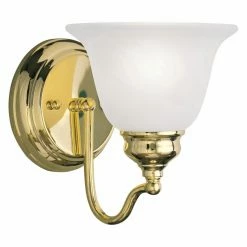 Wholesale 🧨 Livex Lighting Armed Sconce Livex Essex 1351-02 1-Light Bath Light In Polished Brass ⌛