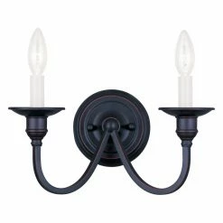 Brand new 🔔 Livex Lighting Candle Livex Cranford 5142-67 2-Light Wall Sconce In Olde Bronze ⭐