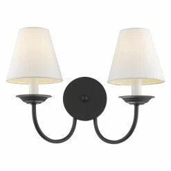 Flash Sale 🛒 Livex Lighting Armed Sconce Livex Mendham 5272-04 2-Light Wall Sconce In Black 🛒
