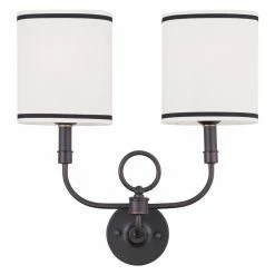 Cheap 🧨 Livex Lighting Armed Sconce Livex Wall Sconces 9122-07 2-Light Wall Sconce In Bronze 😍