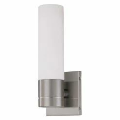 Budget 🛒 Flush Mount Nuvo Link 60/2934 1-Light Tube Wall Sconce - 4.5W In. - Brushed Nickel 👏