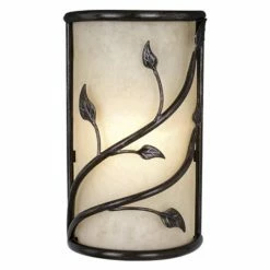 Outlet ❤️ Flush Mount Vaxcel Vine Wall Sconce With Amber Flake Glass - 9.25W In. Oil Shale 🔔