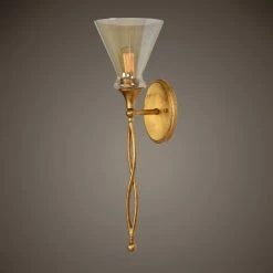 Flash Sale 😀 Wallchiere Uttermost Glam 1 Light Gold Sconce 💯